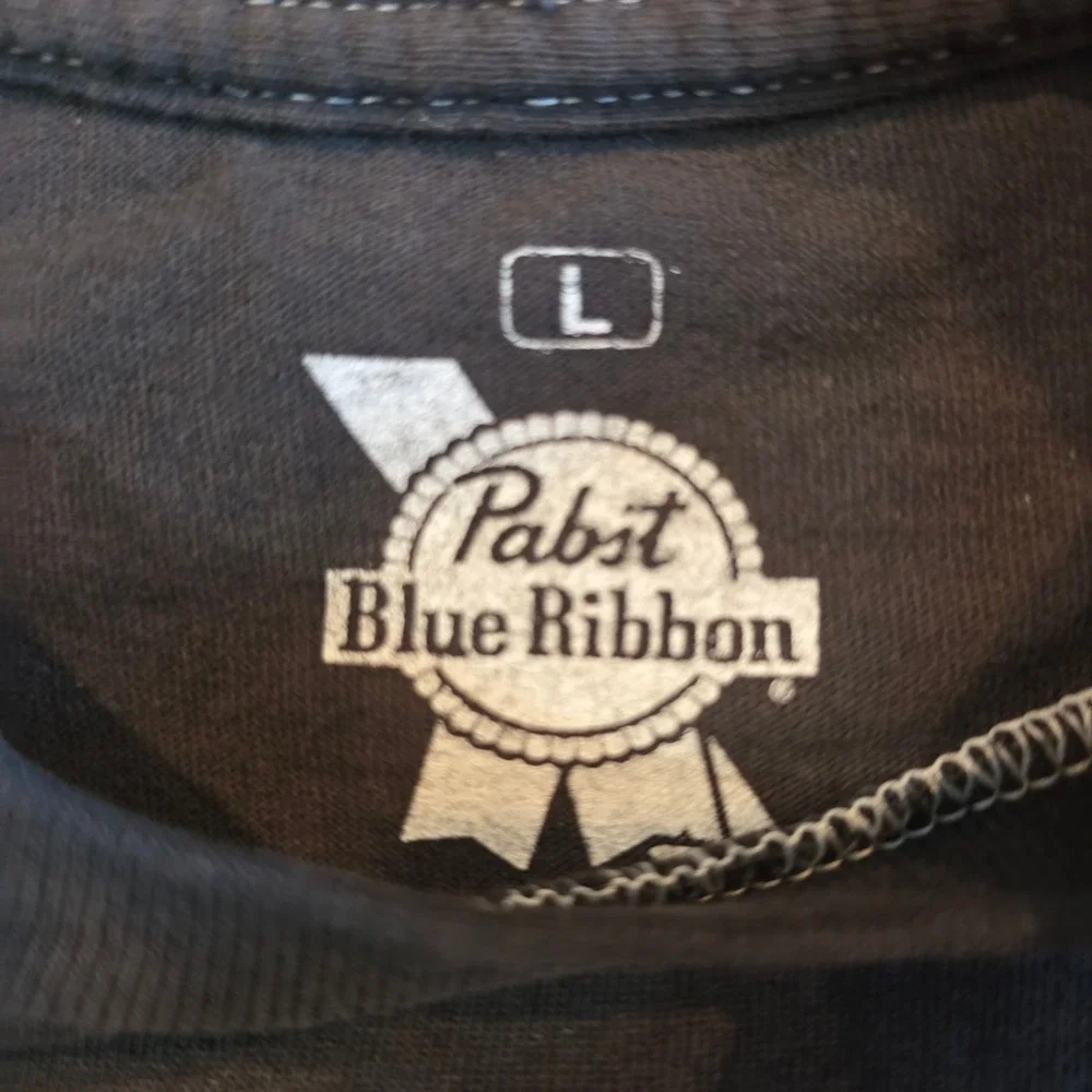 Pabst Blue Ribbon T-Shirt Mens Large Gray Cowboy Skull Western Beer Graphic Tee
